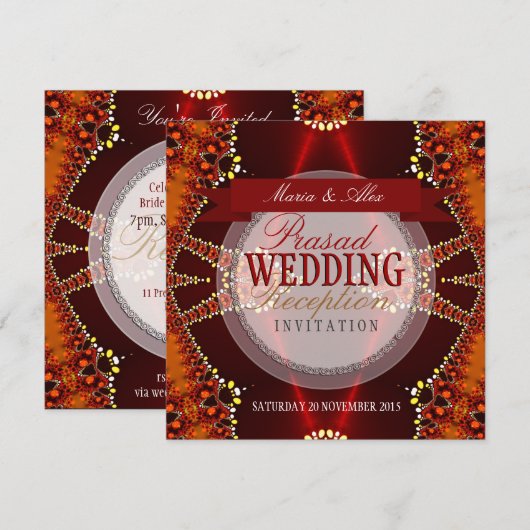 Ontvangst van het Bollywood Bohemian Wedding Invit Kaart (Voorkant / Achterkant)