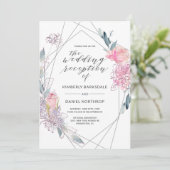 Ontvangst van het waterverf Floral Geometric Weddi Kaart (Staand voorkant)