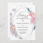 Ontvangst van het waterverf Floral Geometric Weddi Kaart (Voorkant / Achterkant)