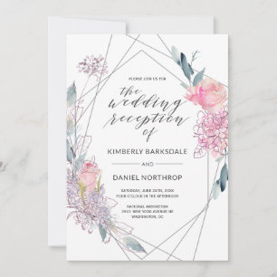 Ontvangst van het waterverf Floral Geometric Weddi Kaart