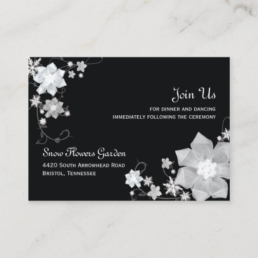 Ontvangst van het zwarte en witte winterhuwelijk informatiekaartje (Voorkant)