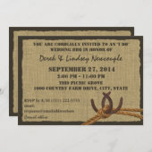 Ontvangst van hoefijzers en Rope BBQ Wedding Kaart (Voorkant / Achterkant)