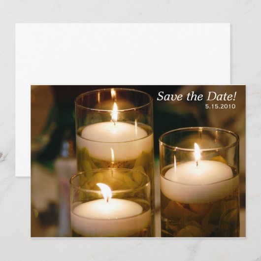 Ontvangst van kaarsen save the date (Voorkant / Achterkant)