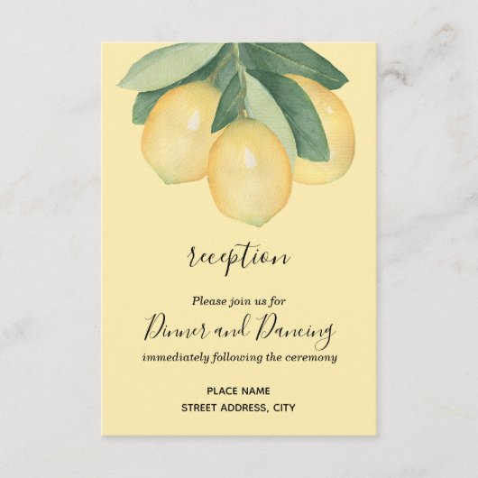 Ontvangst van leemons en lederen bruiloft informatiekaartje (Voorkant)