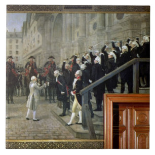 Ontvangst van Louis XVI in het Hotel de Ville b Tegeltje