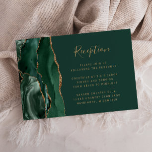 Ontvangst van marald Green Gold Agate Wedding Informatiekaartje