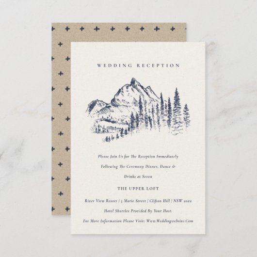 Ontvangst van marinepine Bossen Mountain Sketch We Informatiekaartje (Voorkant / Achterkant)