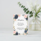 Ontvangst van marinepuin Blue Blush Geometric Wedd Informatiekaartje (Staand voorkant)