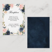 Ontvangst van marinepuin Blue Blush Geometric Wedd Informatiekaartje (Voorkant / Achterkant)