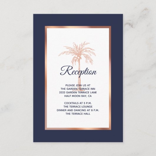 Ontvangst van marinevriendelijke Roos goudpalm ron Informatiekaartje (Voorkant)