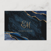 Ontvangst van marmer marmer Wedding door Navy Blue Informatiekaartje (Achterkant)