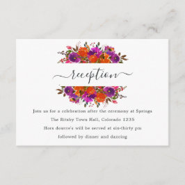 Ontvangst van Paarse en Oranje bruiloft Informatiekaartje