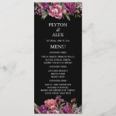 Ontvangst van Paarse Floral Black Weddenschappen Menu (Voorkant)