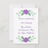 Ontvangst van Paarse Floral Greenery Foliage Wedde RSVP Kaartje (Voorkant)