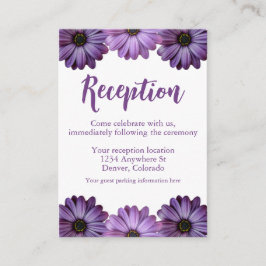 Ontvangst van Paarse Floral Weddenschappen Informatiekaartje