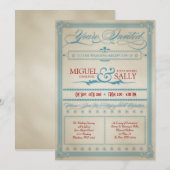  ontvangst van rode en blauwe bruiloft kaart (Voorkant / Achterkant)