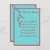 Ontvangst van rode en turquoise Floral Wedding Informatiekaartje (Voorkant / Achterkant)