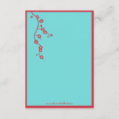 Ontvangst van rode en turquoise Floral Wedding Informatiekaartje (Achterkant)