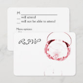 ontvangst van rood wijnglas RSVP Kaartje (Voorkant / Achterkant)
