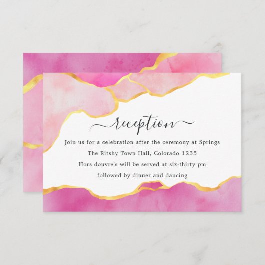 Ontvangst van roze en goudbruine weddenschappen informatiekaartje (Voorkant / Achterkant)