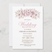 Ontvangst van roze Floral Weddenschappen Kaart (Voorkant)