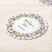 Ontvangst van roze Floral Weddenschappen Kartonnen Onderzetters (Gekanteld)