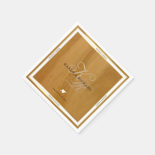 ontvangst van rustige houtmonogram bruiloft servetten (Hoek)