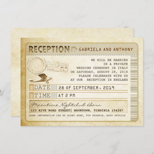  ontvangst van tickets kaart (Voorkant / Achterkant)