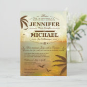 Ontvangst van tropisch strand bruiloft Uitsluitend Kaart (Staand voorkant)