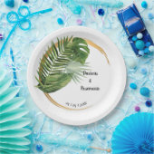 Ontvangst van Tropische palmbruidjes bruiloft Papieren Bordje (Feest)
