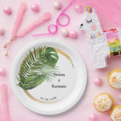 Ontvangst van Tropische palmbruidjes bruiloft Papieren Bordje (Feest)