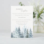 Ontvangst van waterverf Winter Forest Pine Weddens Informatiekaartje (Staand voorkant)