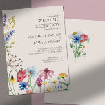 Ontvangst van wilde bloemen Alleen landbloemen Kaart<br><div class="desc">Ontvangst met wilde bloemen voor de bruiloft van Wilde Bloem, alleen uitnodiging met waterverf wilde bloemen. Dit bijtende landbotanische ontwerp heeft een grens van wilde bloemen, inclusief madeliefje papaverbloem, konefje karnoppen, kartonnen kop en klaver. Een elegante moderne bloem met bohemisch tuinthema. Blader naar mijn winkel in het Wilde collectie Charm...</div>