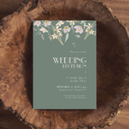 Ontvangst van wilde bloemen Sage Deco Wedding Kaart