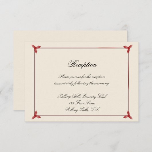 Ontvangst van winterwitte en rode mistletoe bruilo kaart (Voorkant / Achterkant)