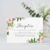 Ontvangst van zacht roze bruiloft informatiekaartje (Staand voorkant)