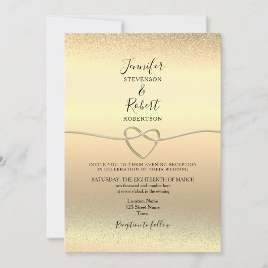 Ontvangst van zwarte en gouden bruiloft kaart (Voorkant)