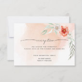 Ontvangst | Waterverf Koraal Splash en Bloemen Kaart (Voorkant)