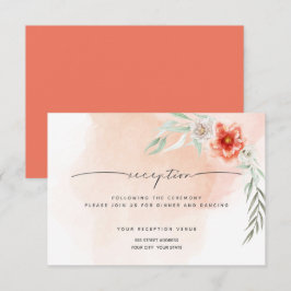 Ontvangst | Waterverf Koraal Splash en Bloemen Kaart