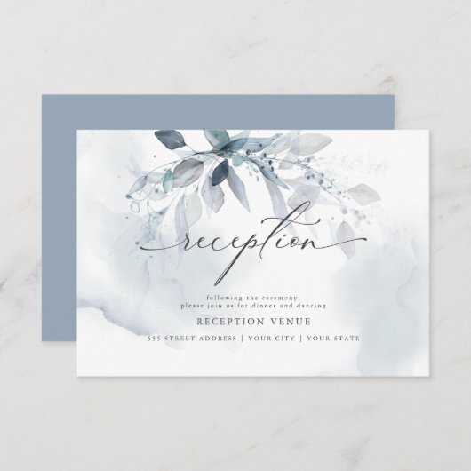 Ontvangst waterverf Landelijk Blauw Loof Kaart (Voorkant / Achterkant)