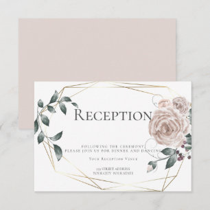 Ontvangst   Waterverf Roos "mosterd" Floral Gold Informatiekaartje