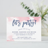 ONTVANGST zoete handgeschreven marine roze aquarel Kaart (Staand voorkant)