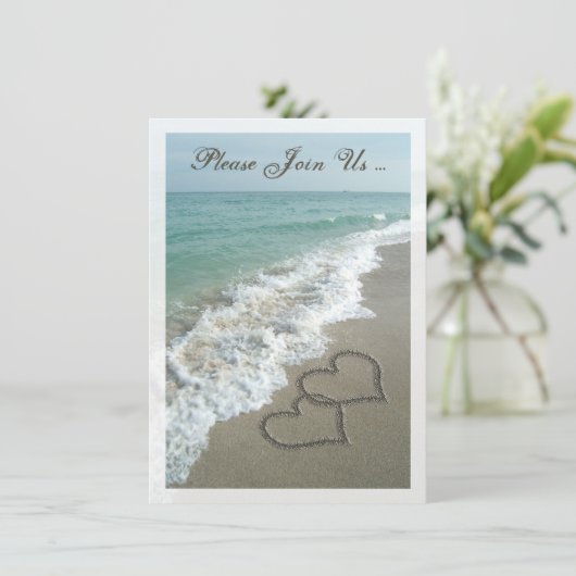 Ontvangstbestemming Strand Harten na de Bruiloft Kaart (Staand voorkant)