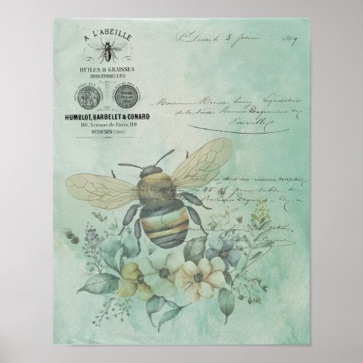  ontvangstbewijs Bijenbloemen Typografie Poster (Voorkant)