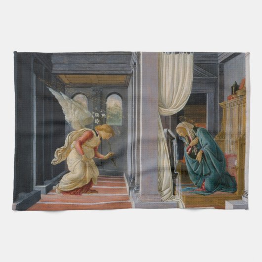 Ontvangstboodschap door Sandro Botticelli Theedoek (Horizontaal)
