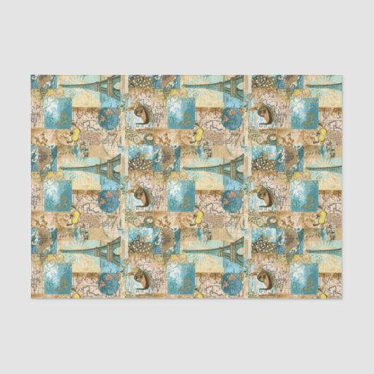 Ontvangstdocument  blauw Parijs Tissuepapier (Voorkant)