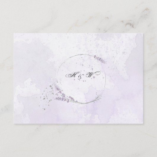 Ontvangstgegevens Paarse lavender bruiloft Informatiekaartje (Achterkant)