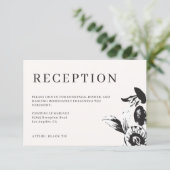 Ontvangstgegevens voor zwarte en witte bloemen bru informatiekaartje (Staand voorkant)