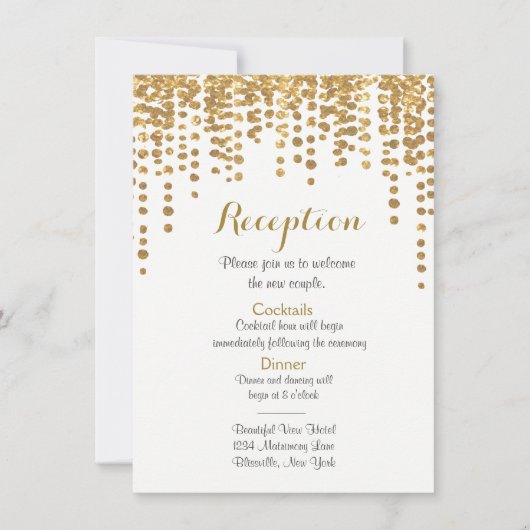 Ontvangstkaart | Gouden Confetti Stippen Kaart (Voorkant)