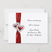 Ontvangstkaart met rode lint hartjes kaart (Voorkant)